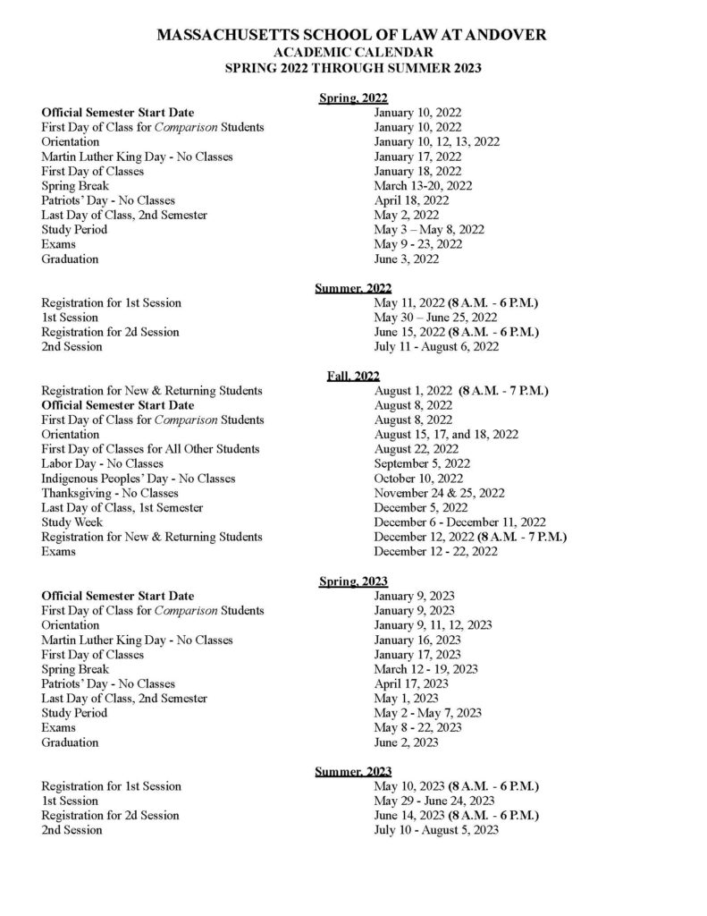 academic-calendar-massachusetts-school-of-law